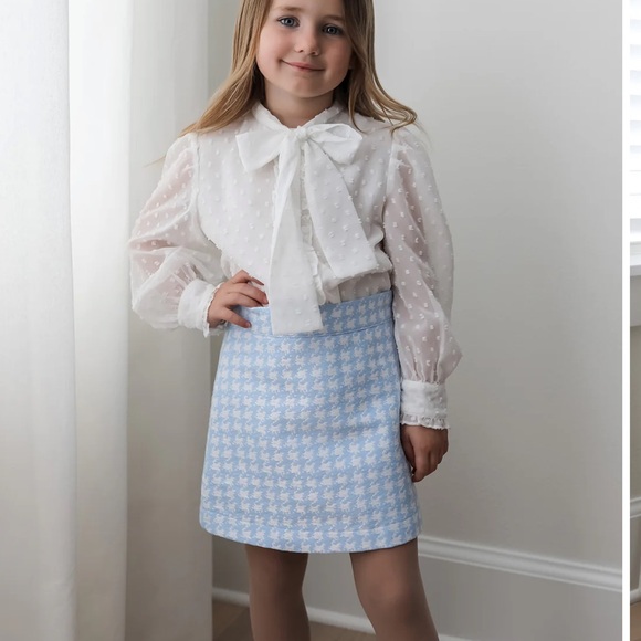 Blue and White houndstooth Skirt - Picture 1 of 4
